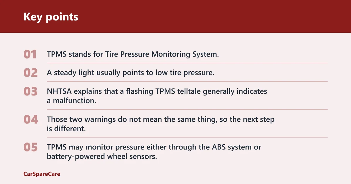 Key points: What the TPMS light means