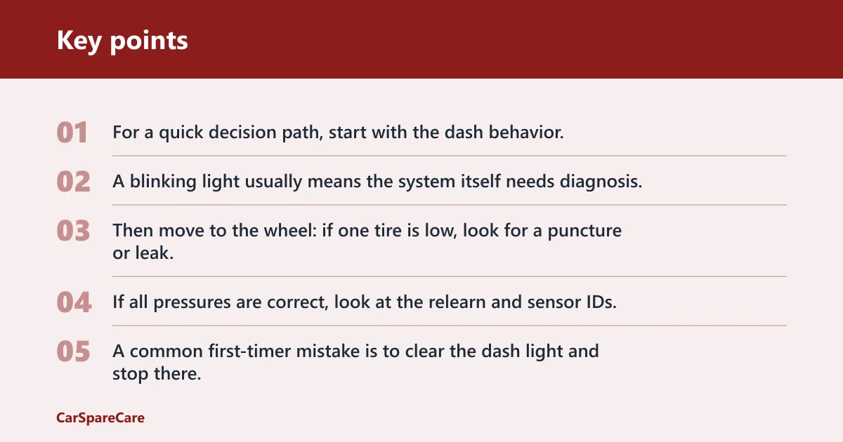 Key points: TPMS diagnostic checklist